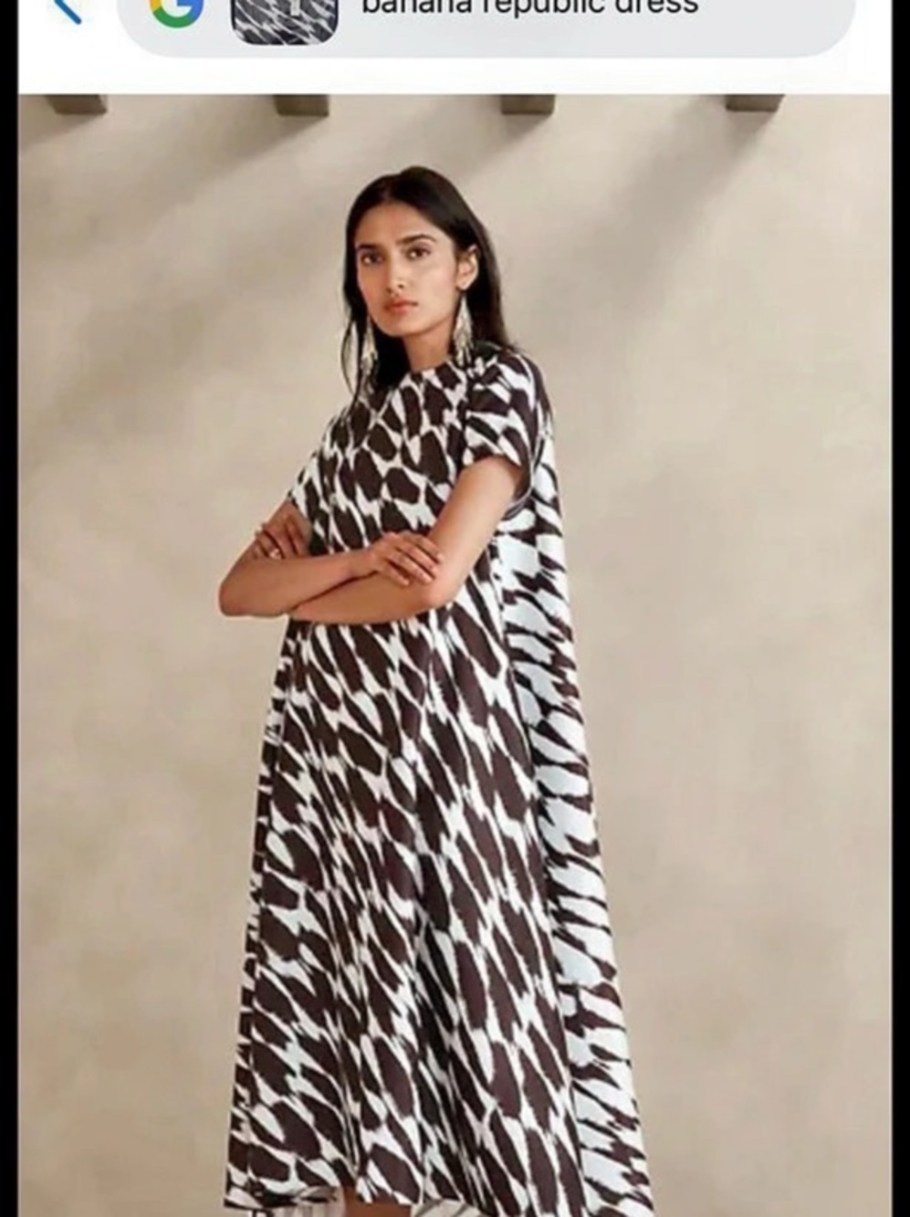 Banana Republic Abstract Midi Dress in Black & White Size Small NWT